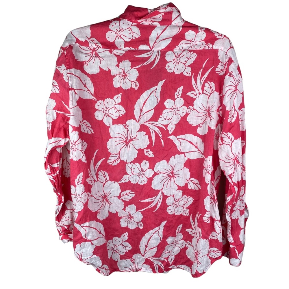 Gently used Tommy Bahama Pink and White Floral Button Down Shirt - Picture 2 of 7